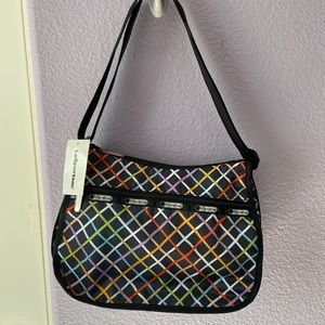 NWT LeSportsac Classic Hobo Crayon Black Bag